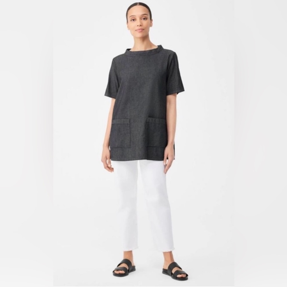 Eileen Fisher Charcoal Tunic Top, 100 percent organic cotton